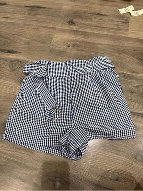 Have Navy and White Gingham Paperbag Shorts with Belt